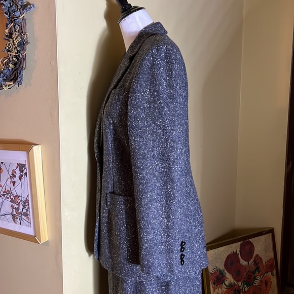 Vtg RALPH LAUREN Size 8 10 SkirtSuit Marled Gray Wool Preppy Classic Equestrian - Picture 7 of 16